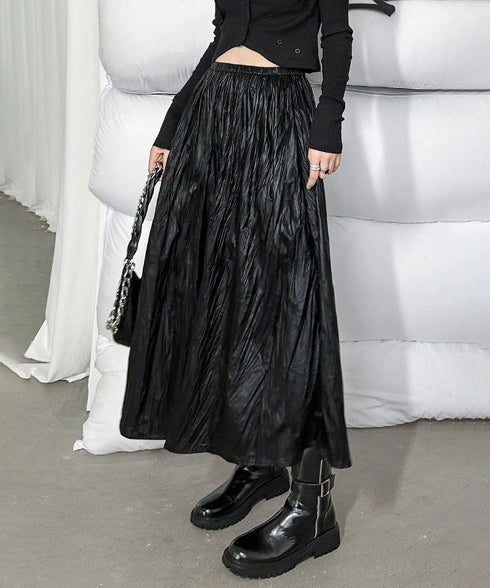 Crinkle Gloss Maxi Skirt